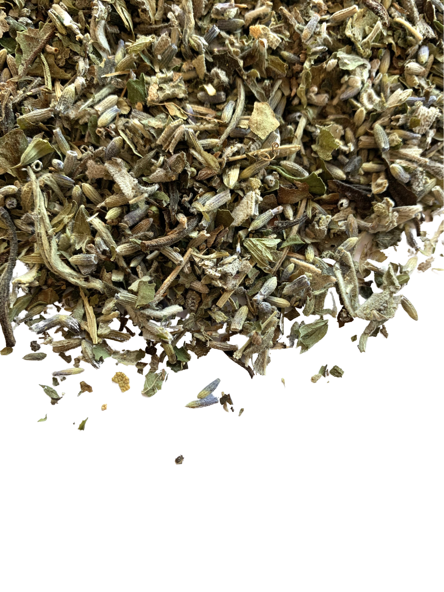 Sage & White loose leaf tea blend with sage and lavender visible